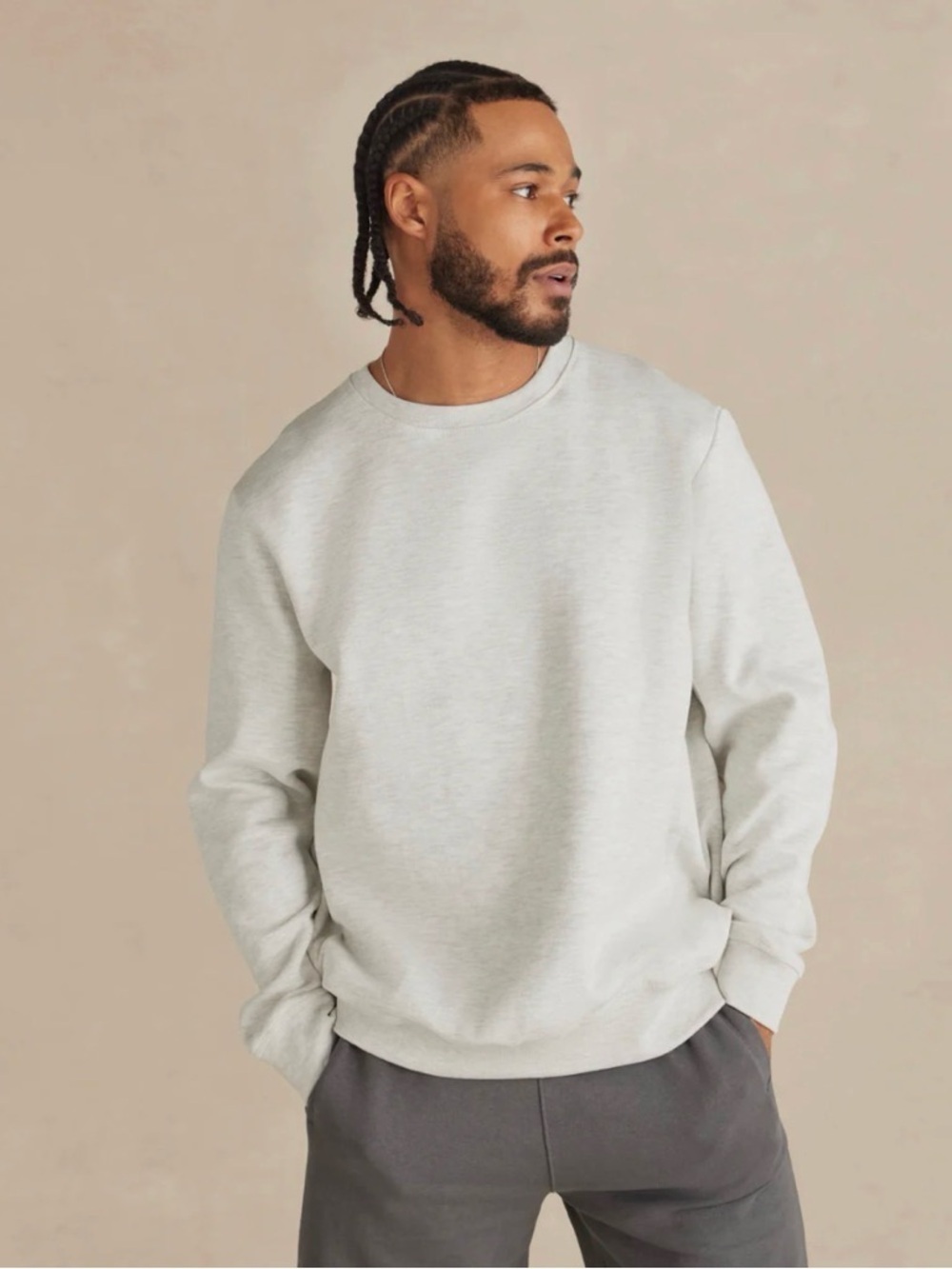 Light Heather Gray Crewneck Sweatshirt Cotton Blend Size M